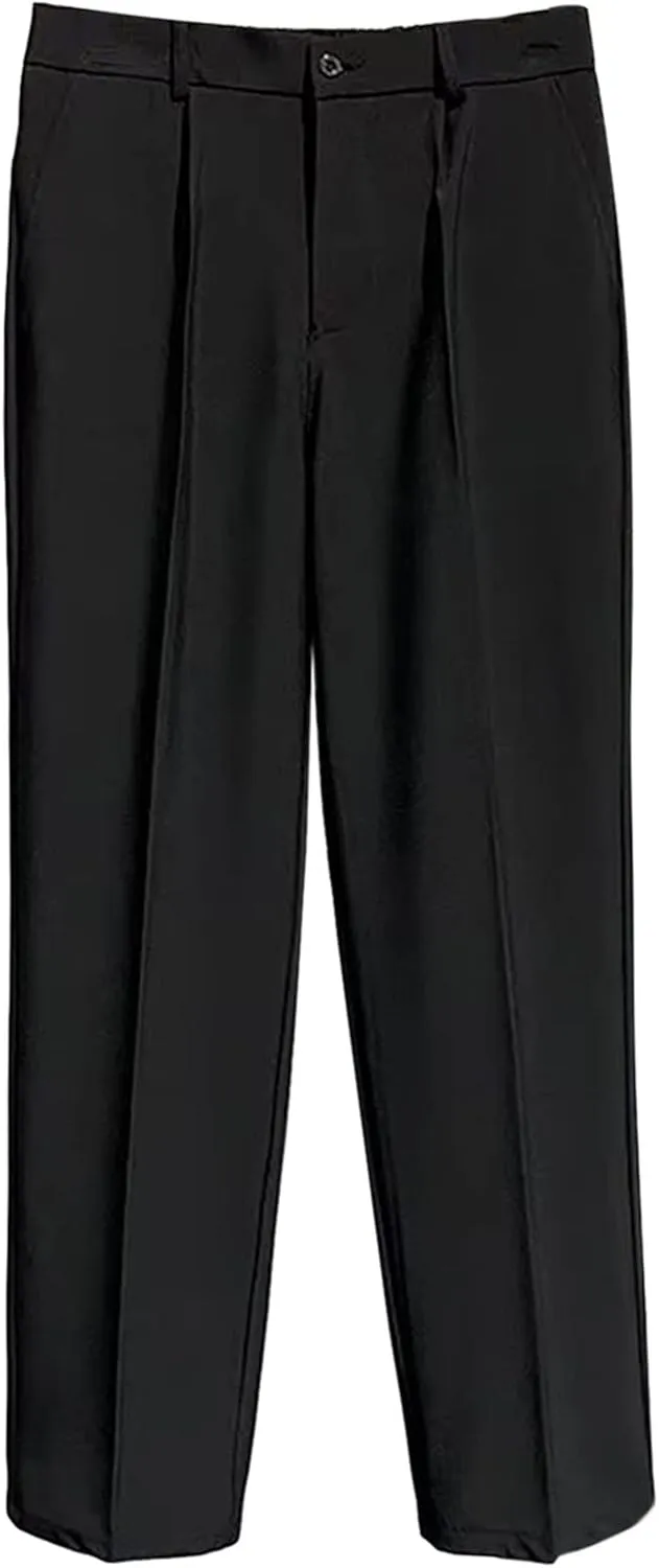 DGHM-JLMY Men's Fashion Wide Leg Casual Mop Pants Flat Front Slim Fit Pant Wear Relaxed Fit Straight Leg Pant