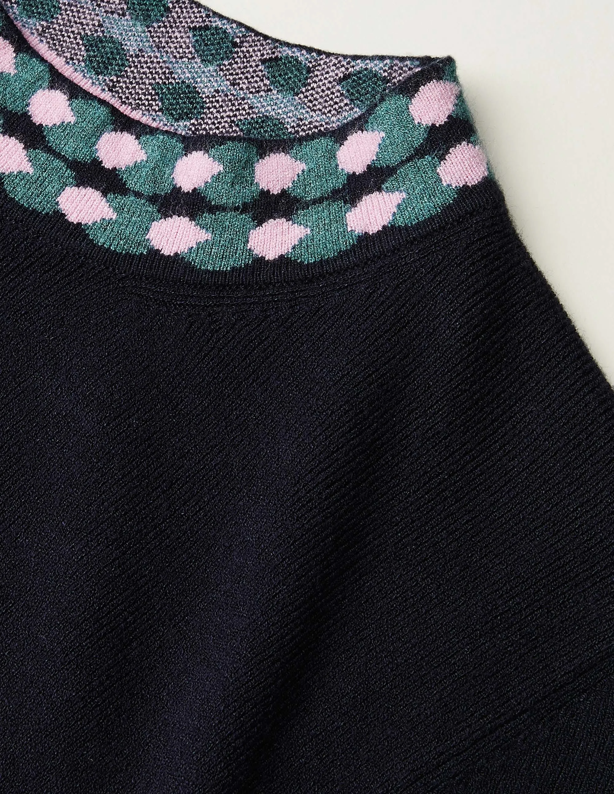 Dollie Knitted Dress-Navy, Linear Dot