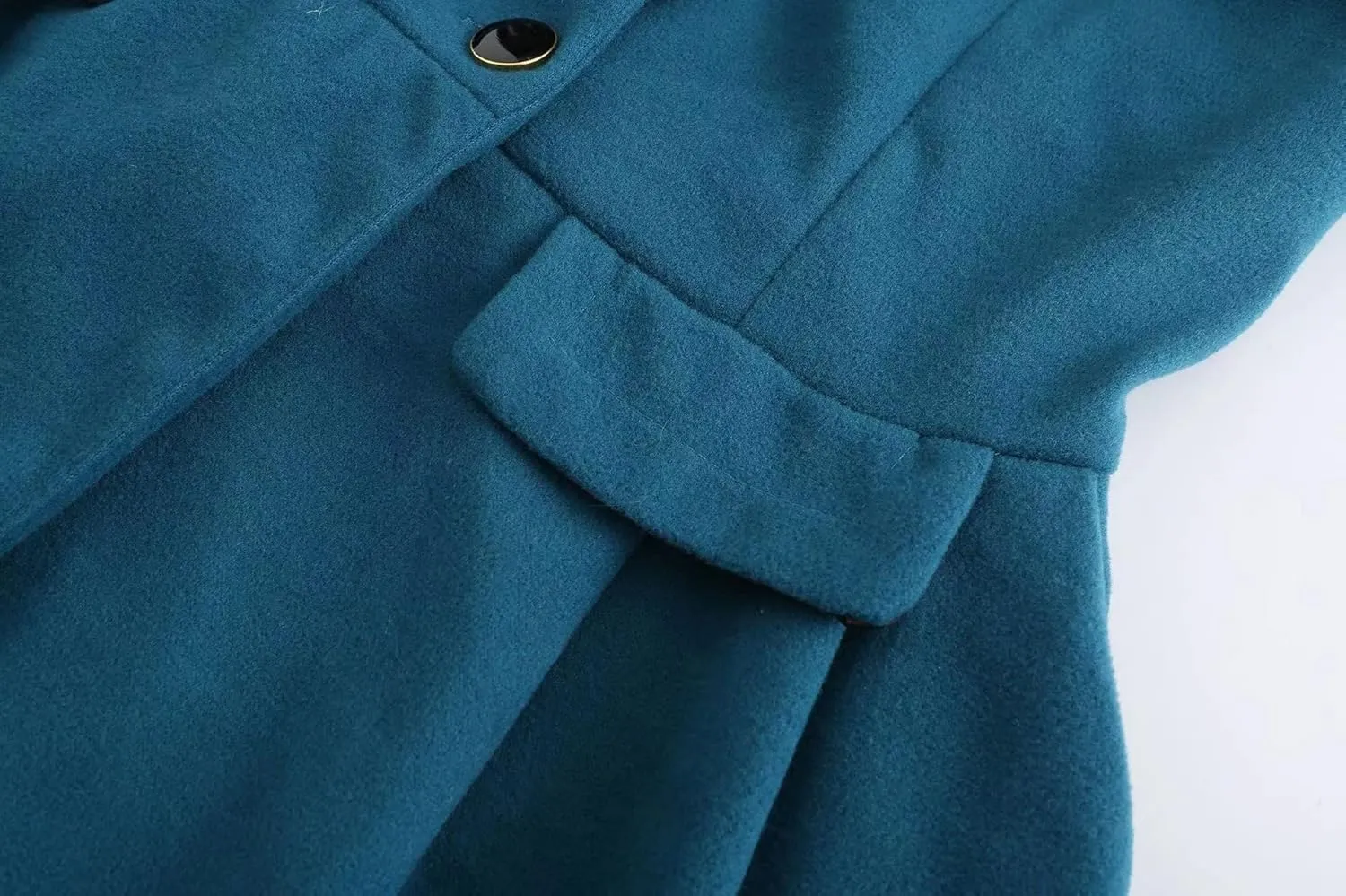 Double Breasted Faux Fur Collar Jacket Lapel Pea Coats for Women Winter Long Trench Coat with Belt Elegant Swing Coat