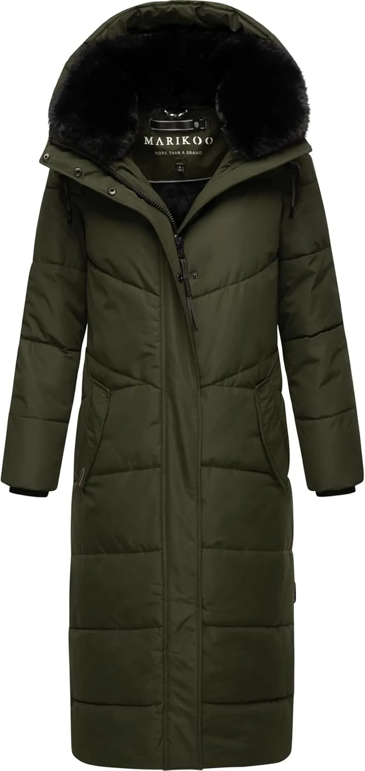 Extra Long Quilted Winter Jacket for Women with Detachable Hood | Puffy Coat in Calf-Length | Hingucker XIV XS-5XL