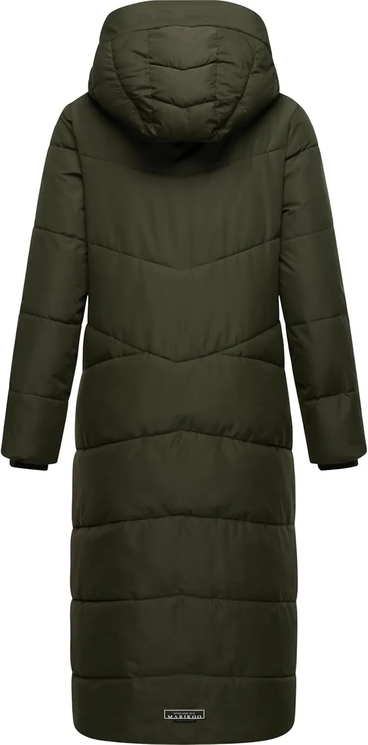 Extra Long Quilted Winter Jacket for Women with Detachable Hood | Puffy Coat in Calf-Length | Hingucker XIV XS-5XL