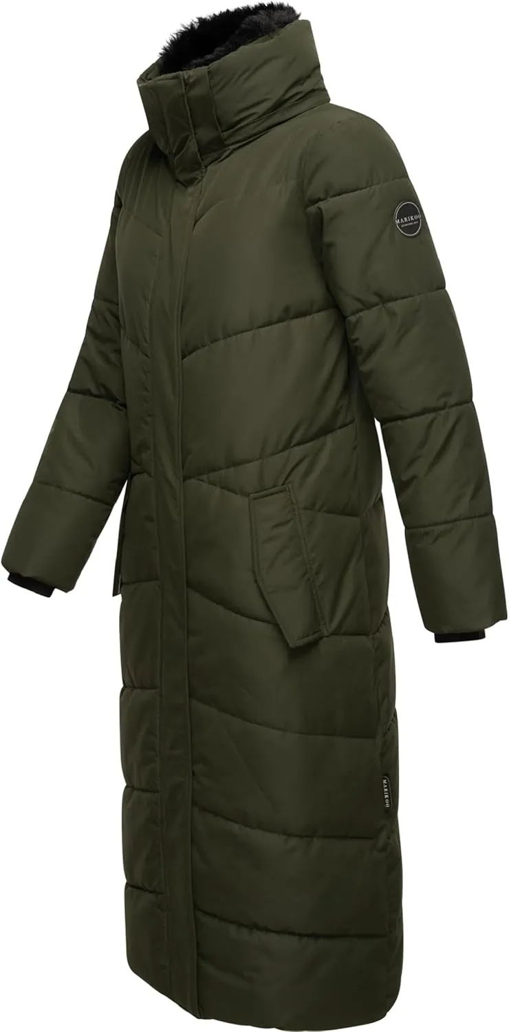Extra Long Quilted Winter Jacket for Women with Detachable Hood | Puffy Coat in Calf-Length | Hingucker XIV XS-5XL