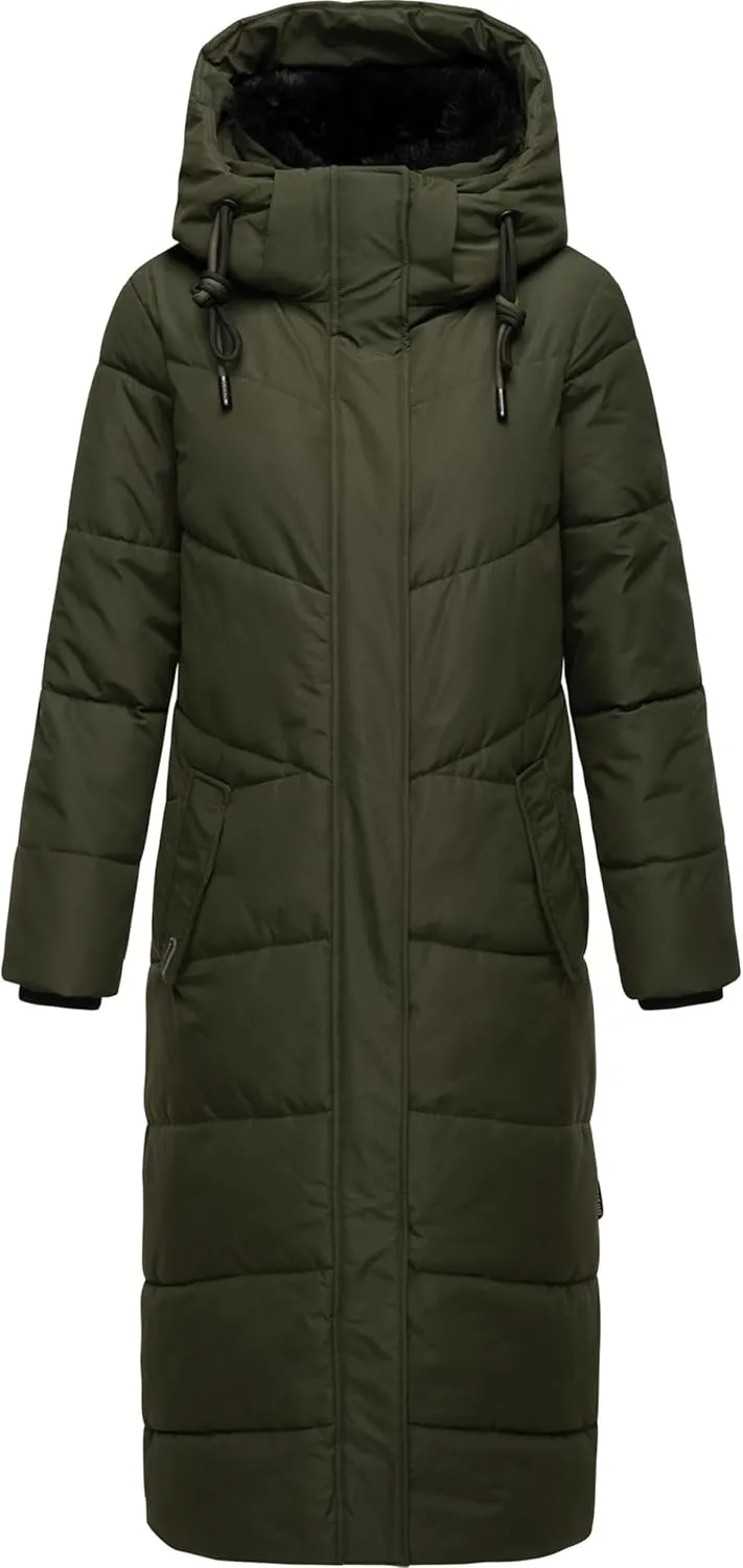 Extra Long Quilted Winter Jacket for Women with Detachable Hood | Puffy Coat in Calf-Length | Hingucker XIV XS-5XL