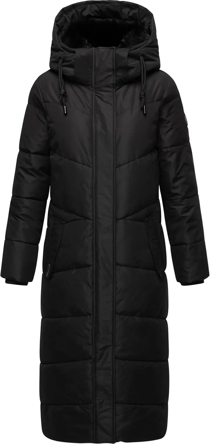 Extra Long Quilted Winter Jacket for Women with Detachable Hood | Puffy Coat in Calf-Length | Hingucker XIV XS-5XL