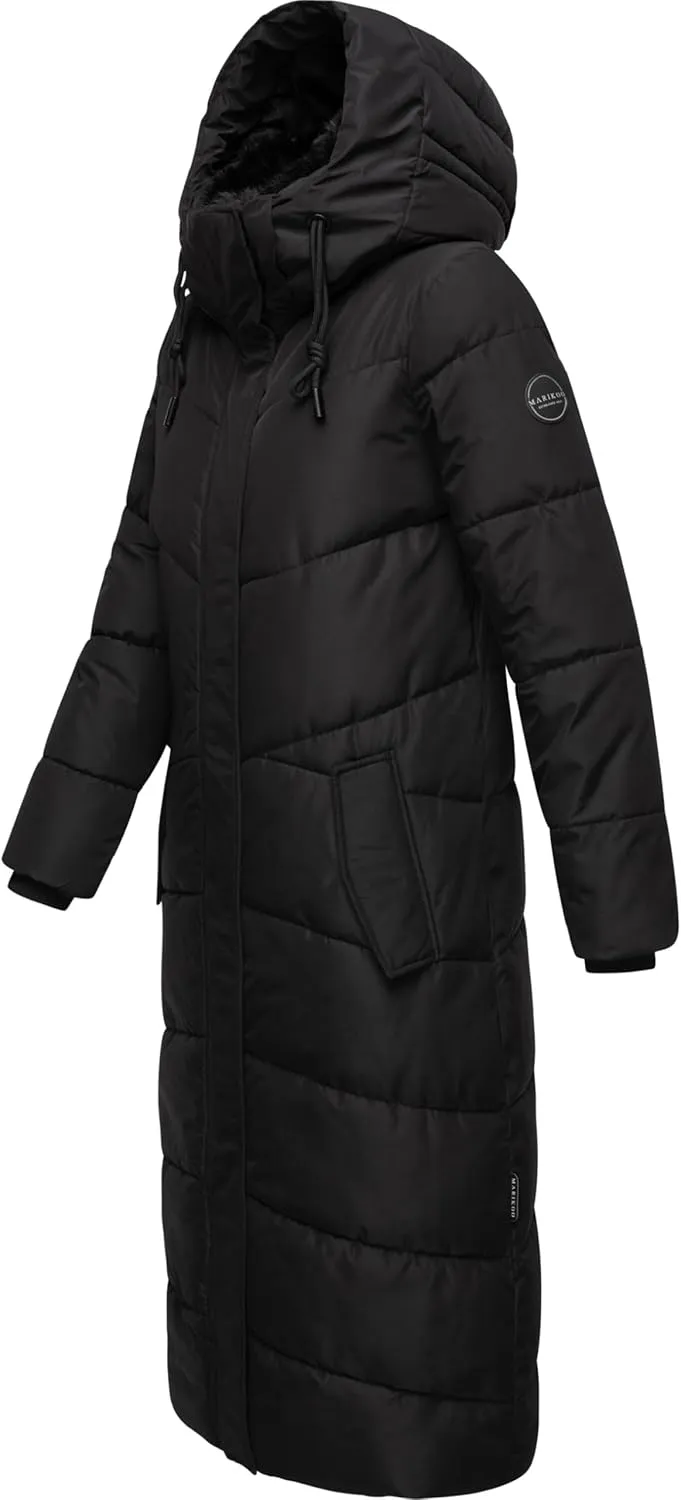 Extra Long Quilted Winter Jacket for Women with Detachable Hood | Puffy Coat in Calf-Length | Hingucker XIV XS-5XL