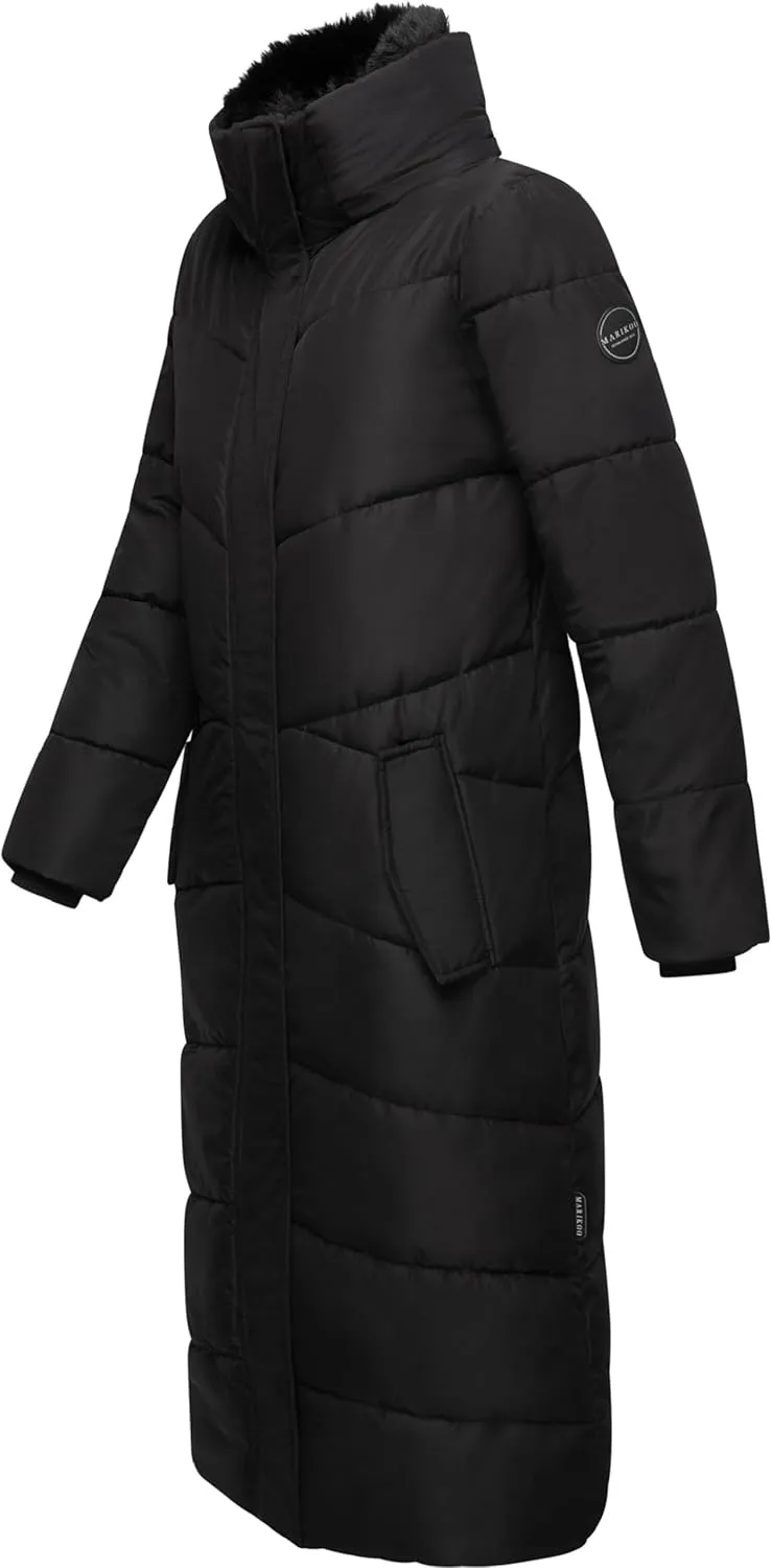 Extra Long Quilted Winter Jacket for Women with Detachable Hood | Puffy Coat in Calf-Length | Hingucker XIV XS-5XL