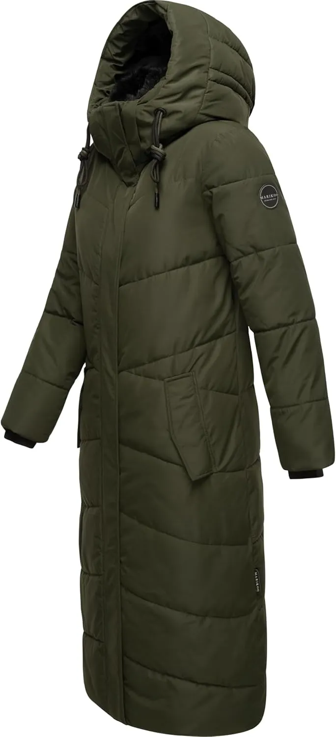 Extra Long Quilted Winter Jacket for Women with Detachable Hood | Puffy Coat in Calf-Length | Hingucker XIV XS-5XL