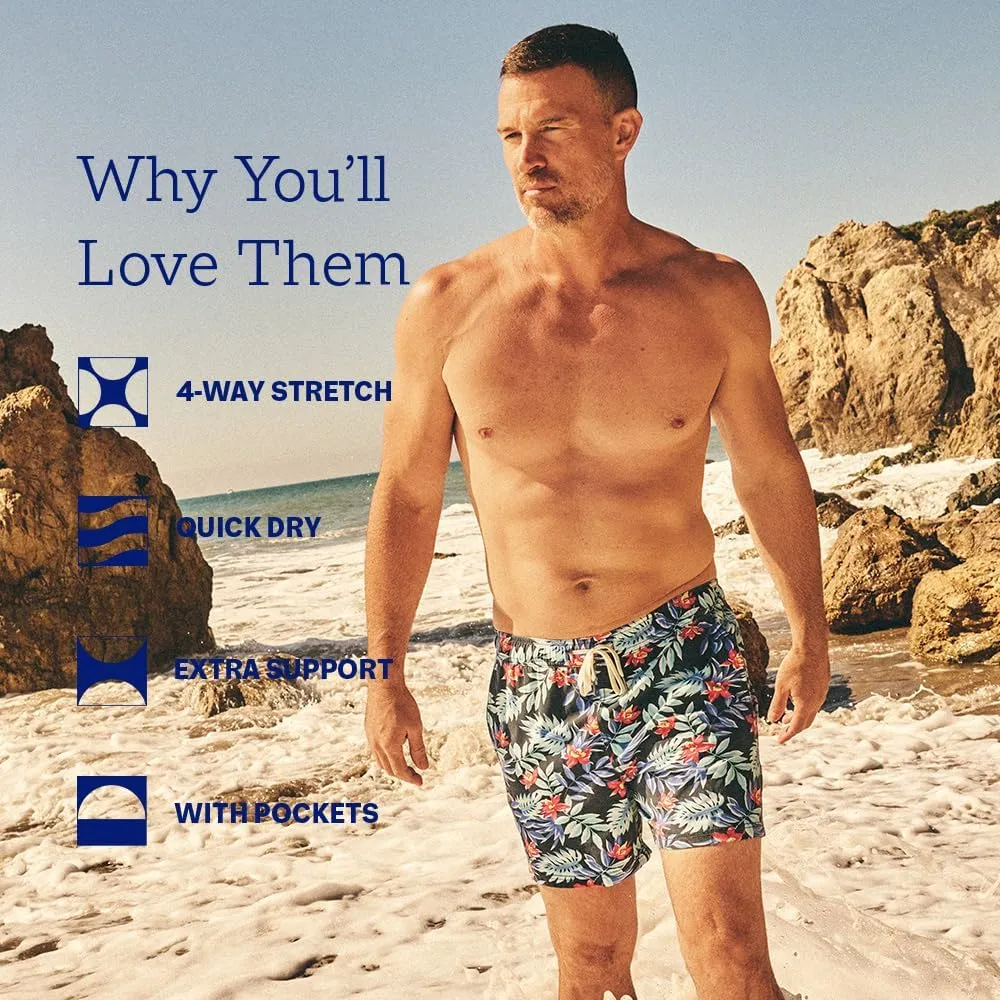 Fair Harbor The Bungalow Trunk  Men's Swim Suits with Liner, 5-inch Inseam  Anti-Chafe, Relaxed-fit Swim Trunks