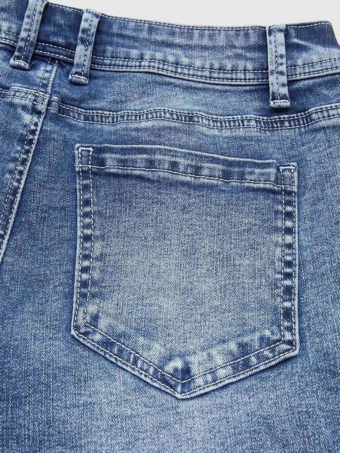 Flamingals High Rise Capri Jeans for Women Roll Hem Straight Leg Jeans Wash Distressed 90s Trendy Denim Capris