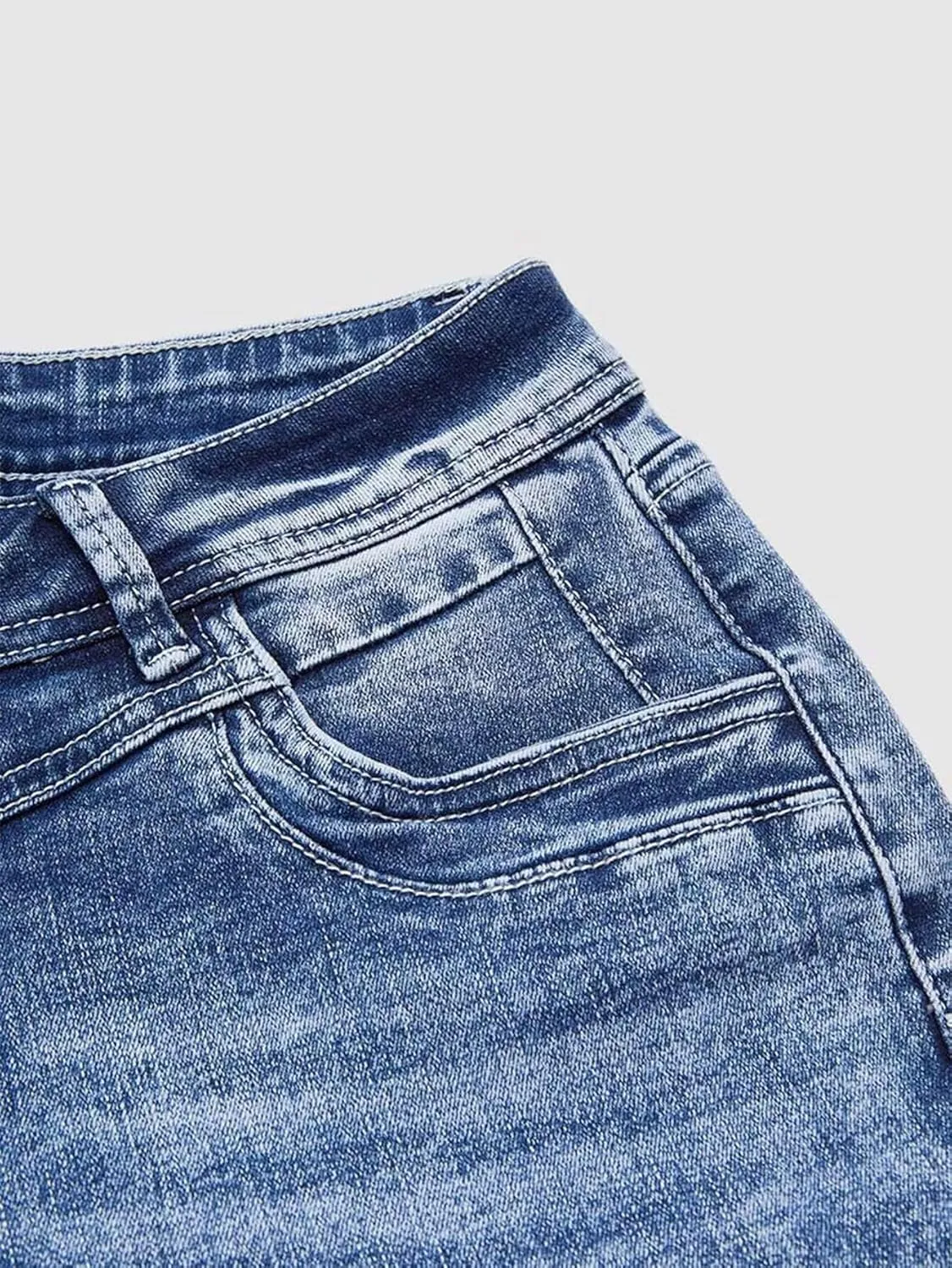 Flamingals High Rise Capri Jeans for Women Roll Hem Straight Leg Jeans Wash Distressed 90s Trendy Denim Capris