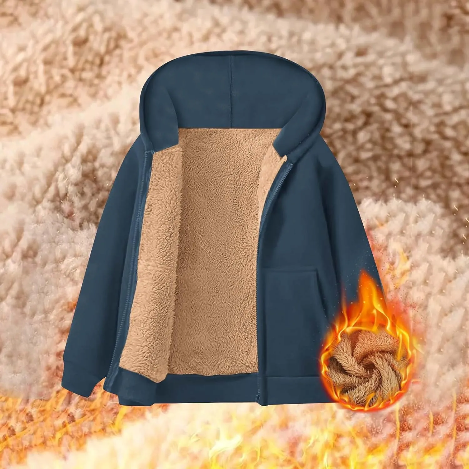 Fleece Jacket Women 2024 Fall Winter Warm Zip up Sherpa Lined Hoodie Casual Long Sleeve Hooded Jackets Coat Cardigan