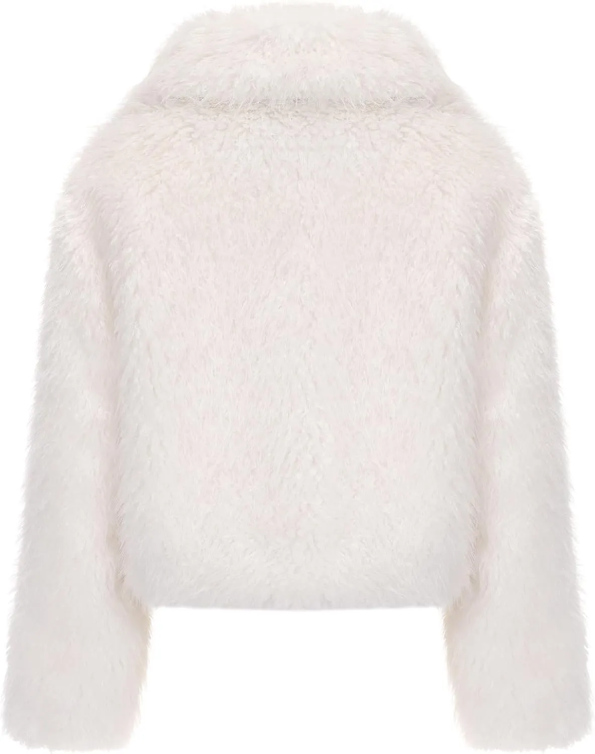 FYYIYI Women Faux Fur Jacket Zip Up Large Turn-Down Collar for Short Jackets Fall and Winter Warm Fluffy Cardigan Coat