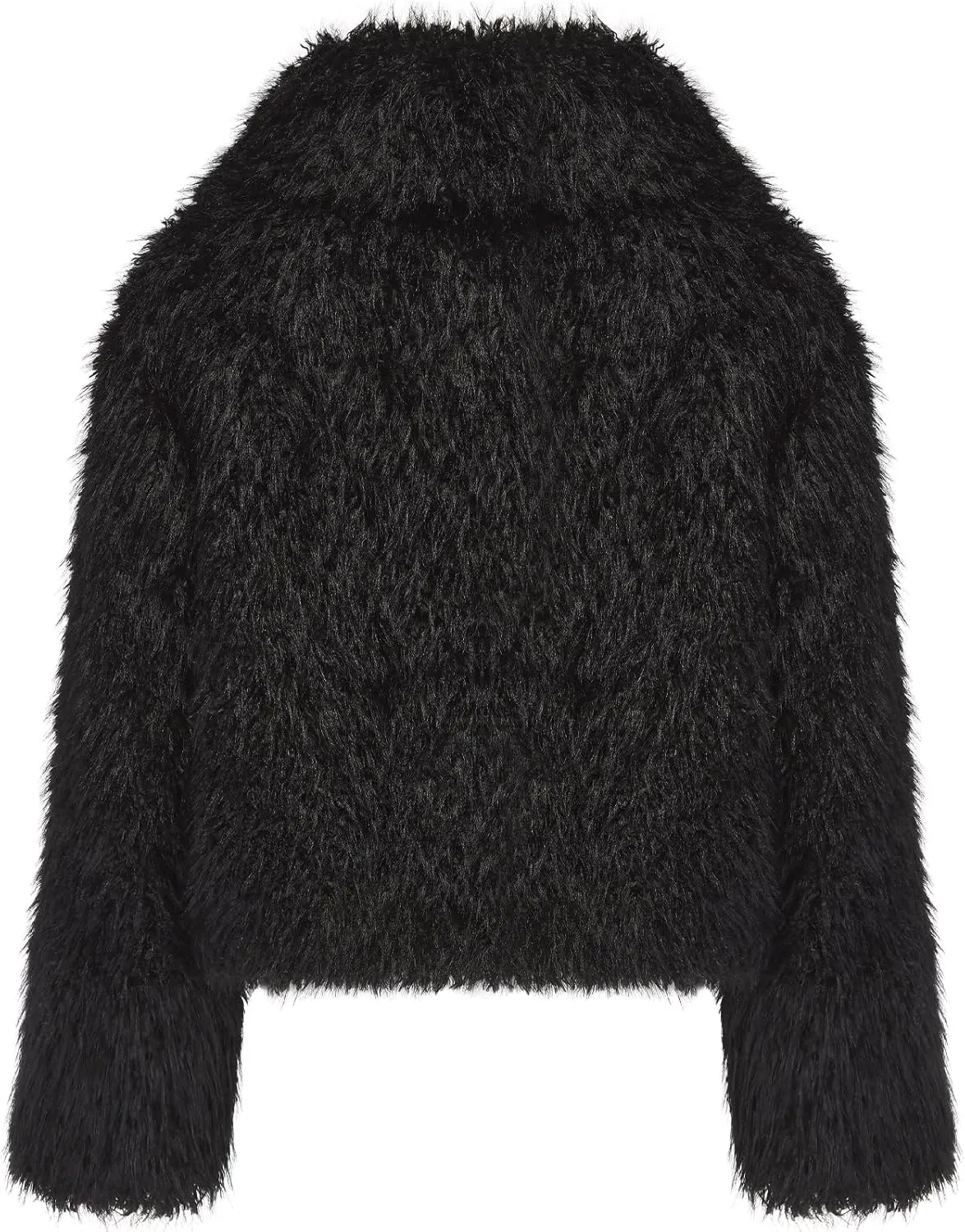 FYYIYI Women Faux Fur Jacket Zip Up Large Turn-Down Collar for Short Jackets Fall and Winter Warm Fluffy Cardigan Coat