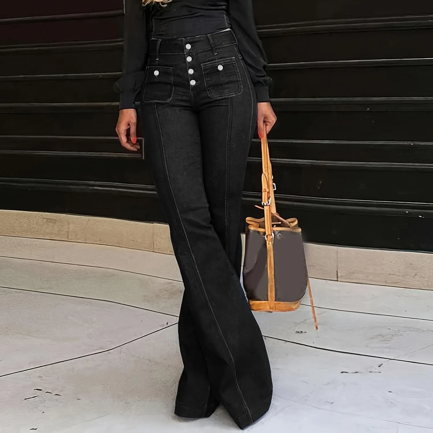 FZVYD Wide Leg Cropped Jeans for Women Trendy High Waisted Crossover Boyfriend Jeans Baggy Stretchy Denim Trousers 2024