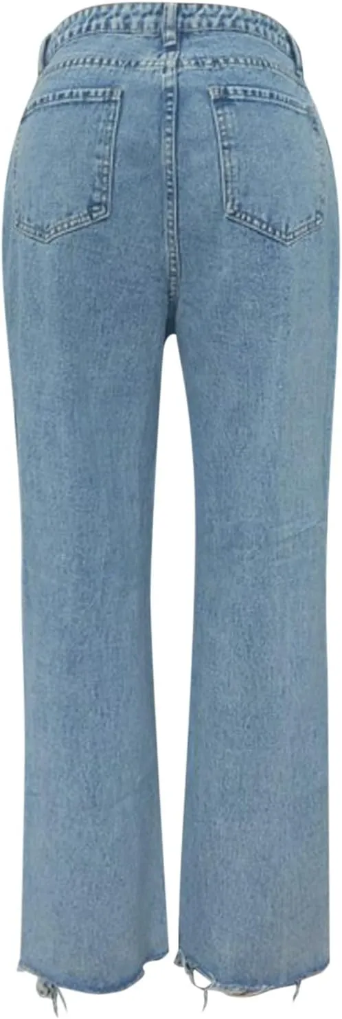 FZVYD Wide Leg Cropped Jeans for Women Trendy High Waisted Crossover Boyfriend Jeans Baggy Stretchy Denim Trousers 2024