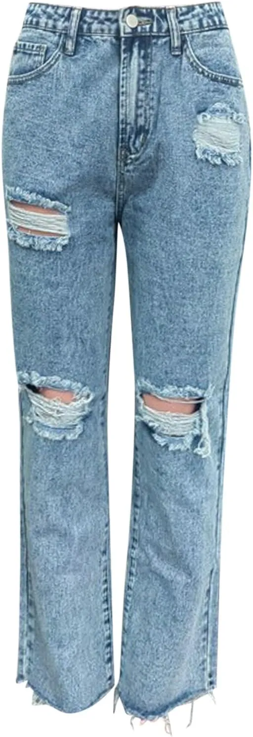 FZVYD Wide Leg Cropped Jeans for Women Trendy High Waisted Crossover Boyfriend Jeans Baggy Stretchy Denim Trousers 2024
