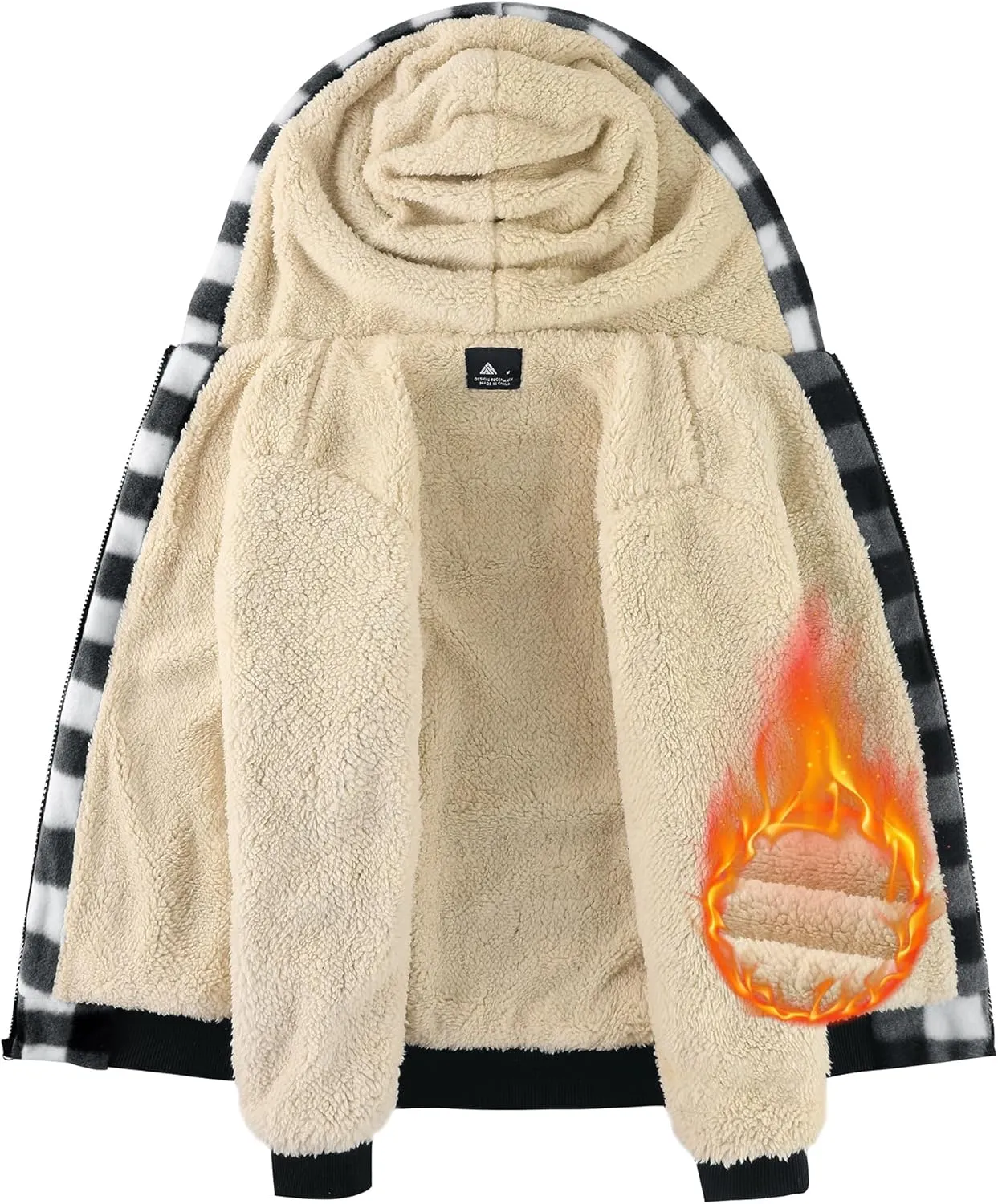 GEEK LIGHTING Boys Flannel Jacket Sherpa Lined Hoodies Zip Up Fleece Plaid Shirt Jackets Winter Outdoor Coat Warm
