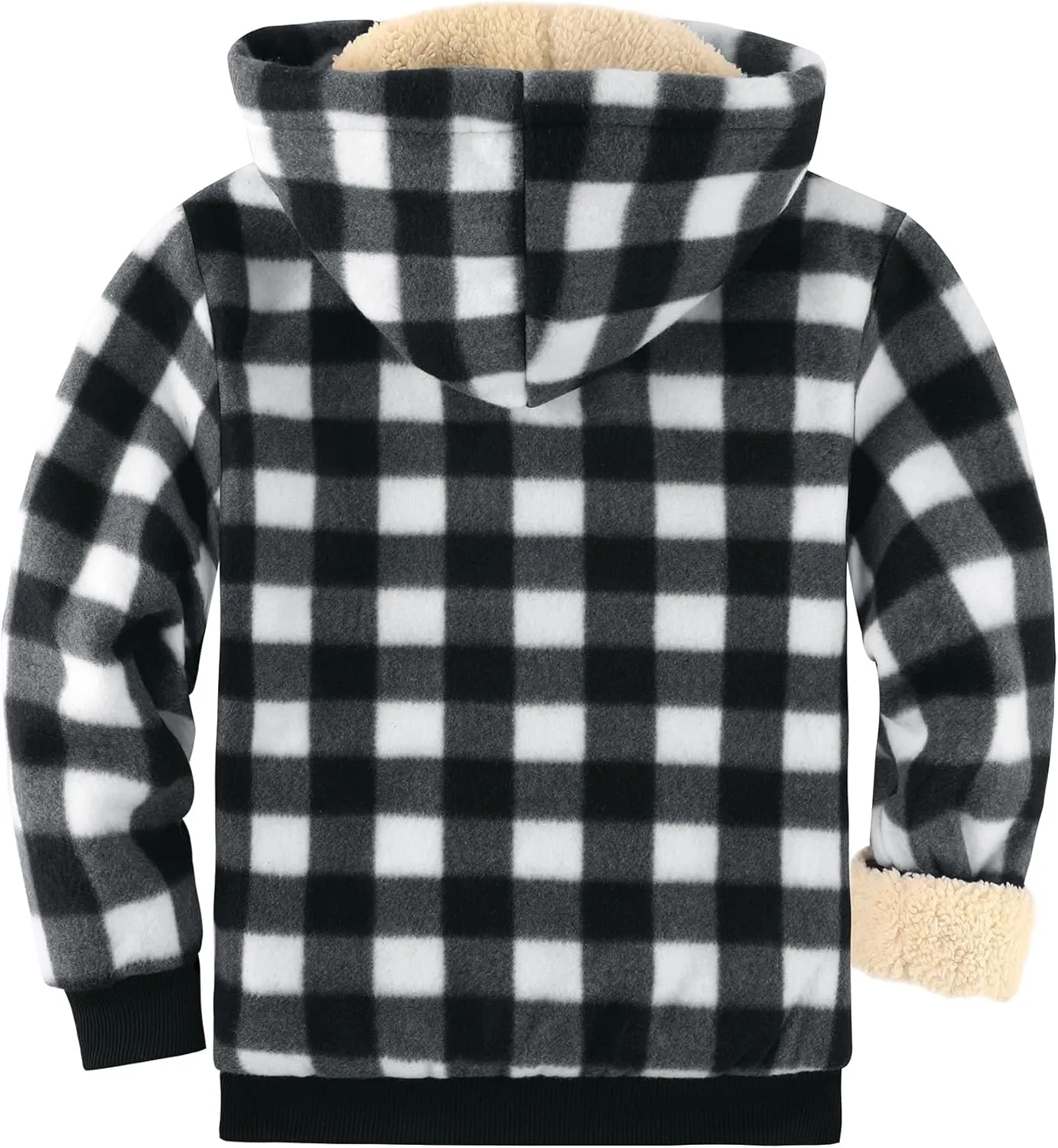GEEK LIGHTING Boys Flannel Jacket Sherpa Lined Hoodies Zip Up Fleece Plaid Shirt Jackets Winter Outdoor Coat Warm