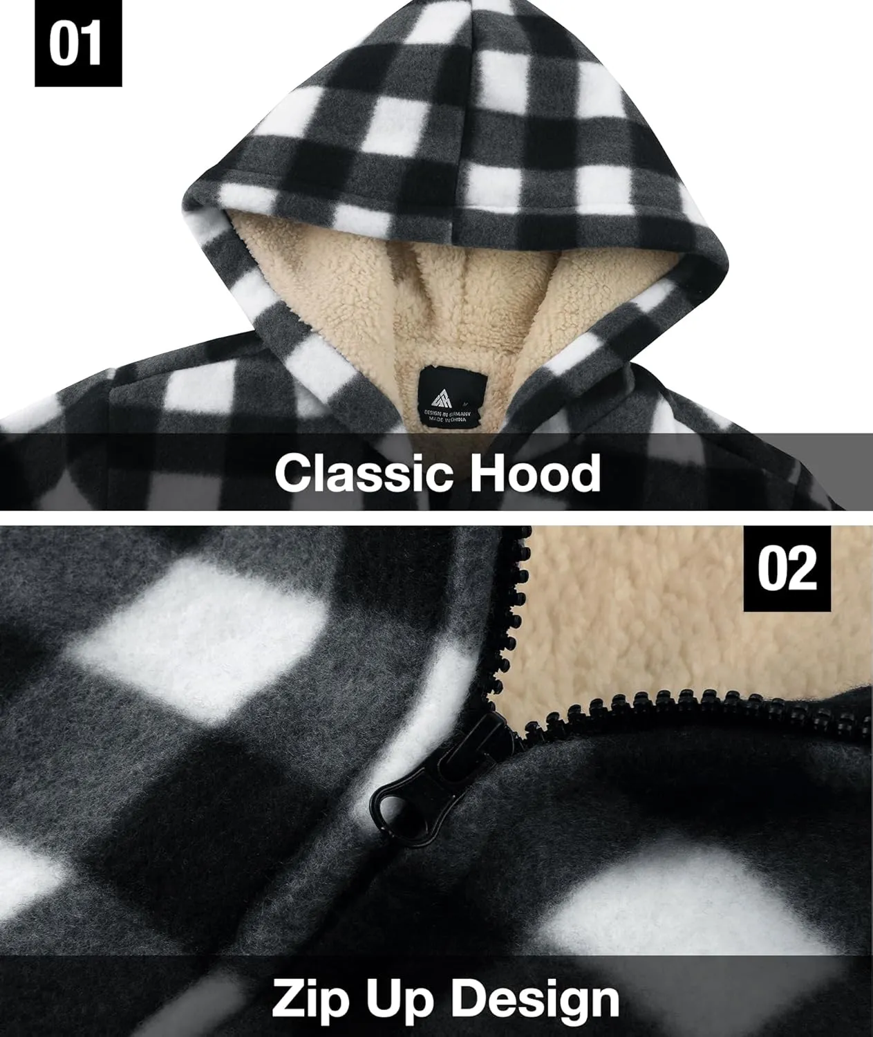 GEEK LIGHTING Boys Flannel Jacket Sherpa Lined Hoodies Zip Up Fleece Plaid Shirt Jackets Winter Outdoor Coat Warm