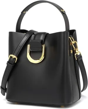 Genuine Leather Bucket Handbag for Women Fashion Top Handle Satchel Purse Ladies Large Capacity Crossbody Shoulder Bagbag1504OWOISS