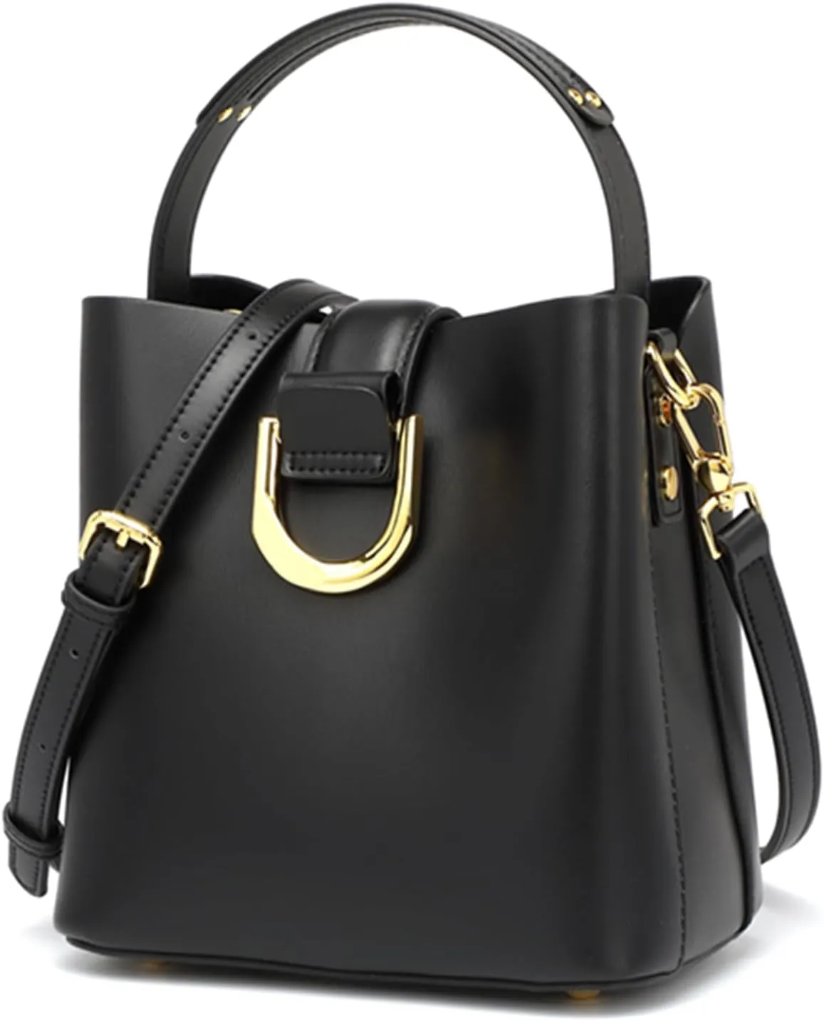 Genuine Leather Bucket Handbag for Women Fashion Top Handle Satchel Purse Ladies Large Capacity Crossbody Shoulder Bagbag1504OWOISS