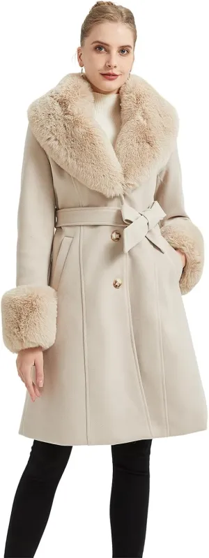 GRAN ORIENTE Long Trench Woolen Peacoat Womens Dress Coat,Winter Warm Double Breasted Pea Coats 2024