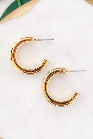 Groove Detail Small Hoop Earrings