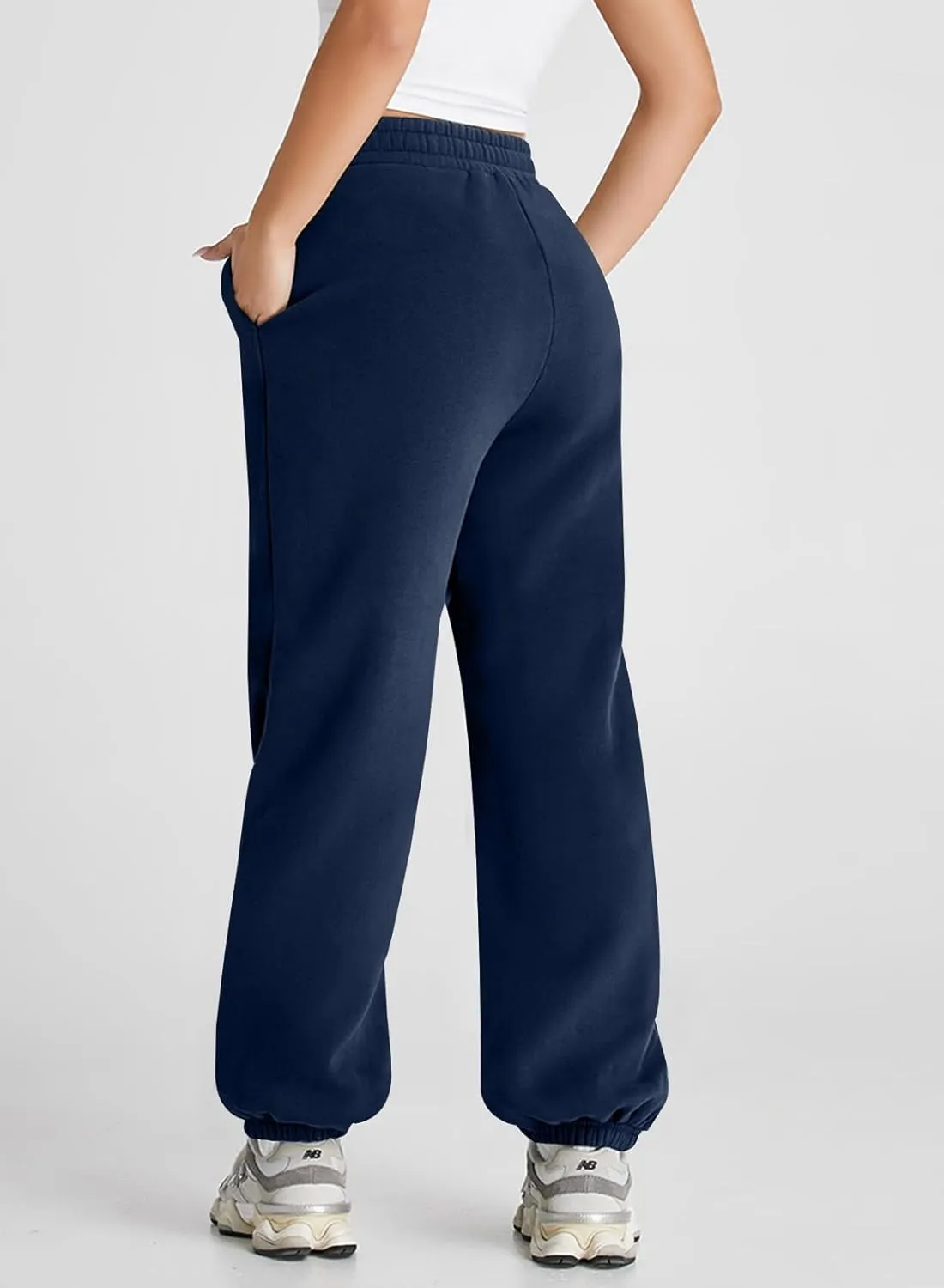 Herseas Women's V Crossover Waist Sweatpants Baggy Y2K Jogger Pants Wide Leg Fleeced Lounge Pants