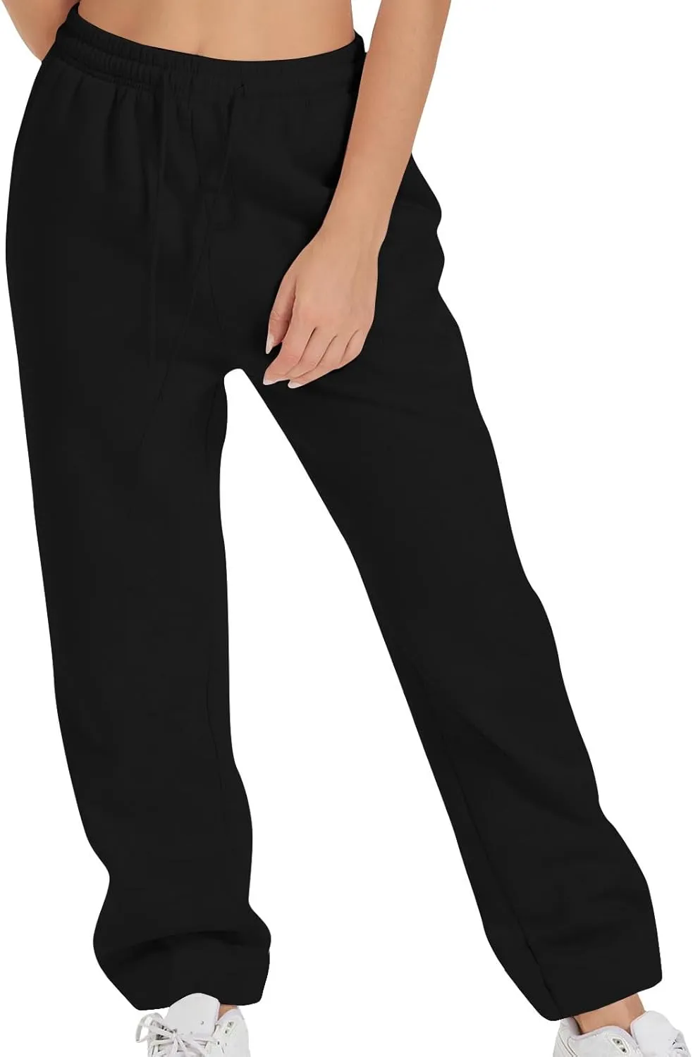 High Waist Straight Leg Sweatpants for Women Trendy Fall y2k Pant Trousers Fleece Athletic Joggers with Pockets
