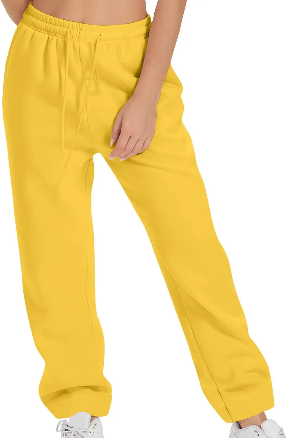 High Waist Straight Leg Sweatpants for Women Trendy Fall y2k Pant Trousers Fleece Athletic Joggers with Pockets