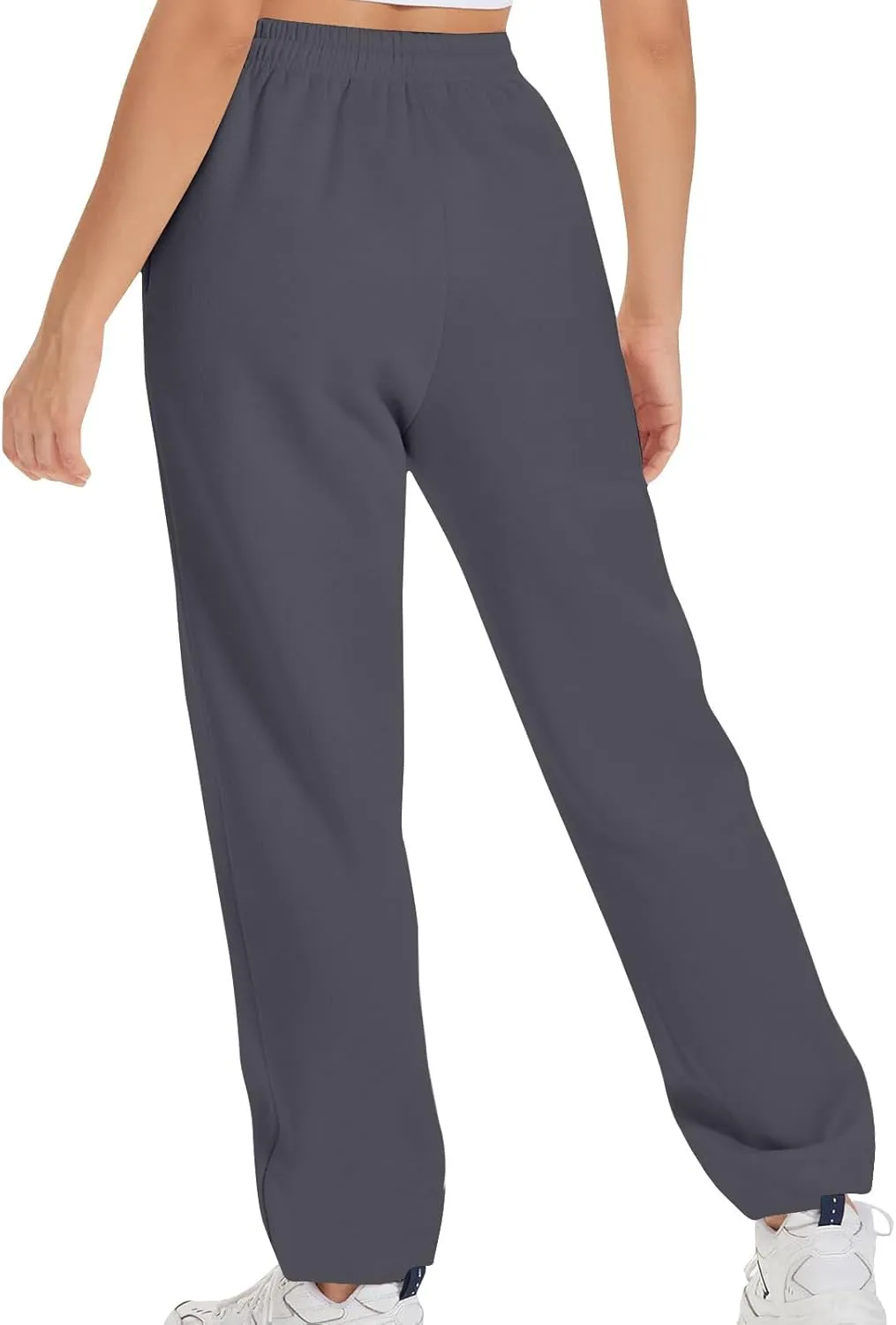 High Waist Straight Leg Sweatpants for Women Trendy Fall y2k Pant Trousers Fleece Athletic Joggers with Pockets