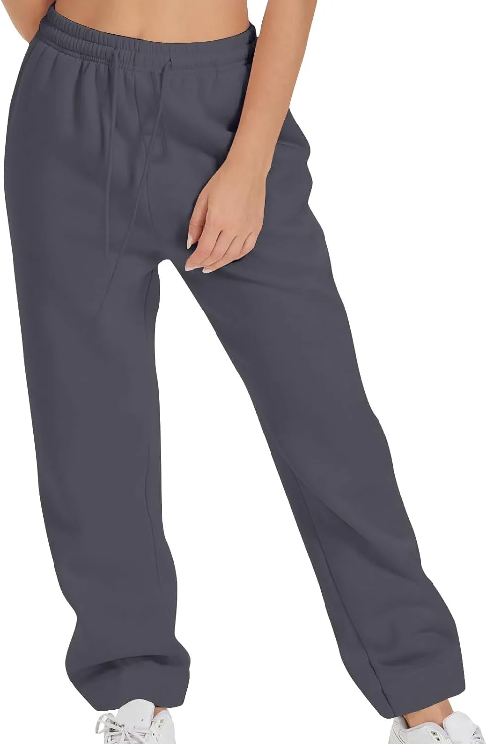 High Waist Straight Leg Sweatpants for Women Trendy Fall y2k Pant Trousers Fleece Athletic Joggers with Pockets