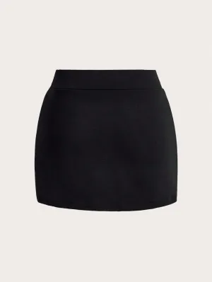 High Waisted Shorts Buckle Elastic Waist Skorts Casual Short