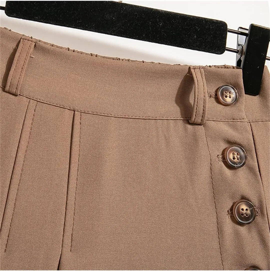 Hndudnff Slim High Waist A-Line Skirts Women Solid Color Pleated Long Skirt Elastic Waist Skirt