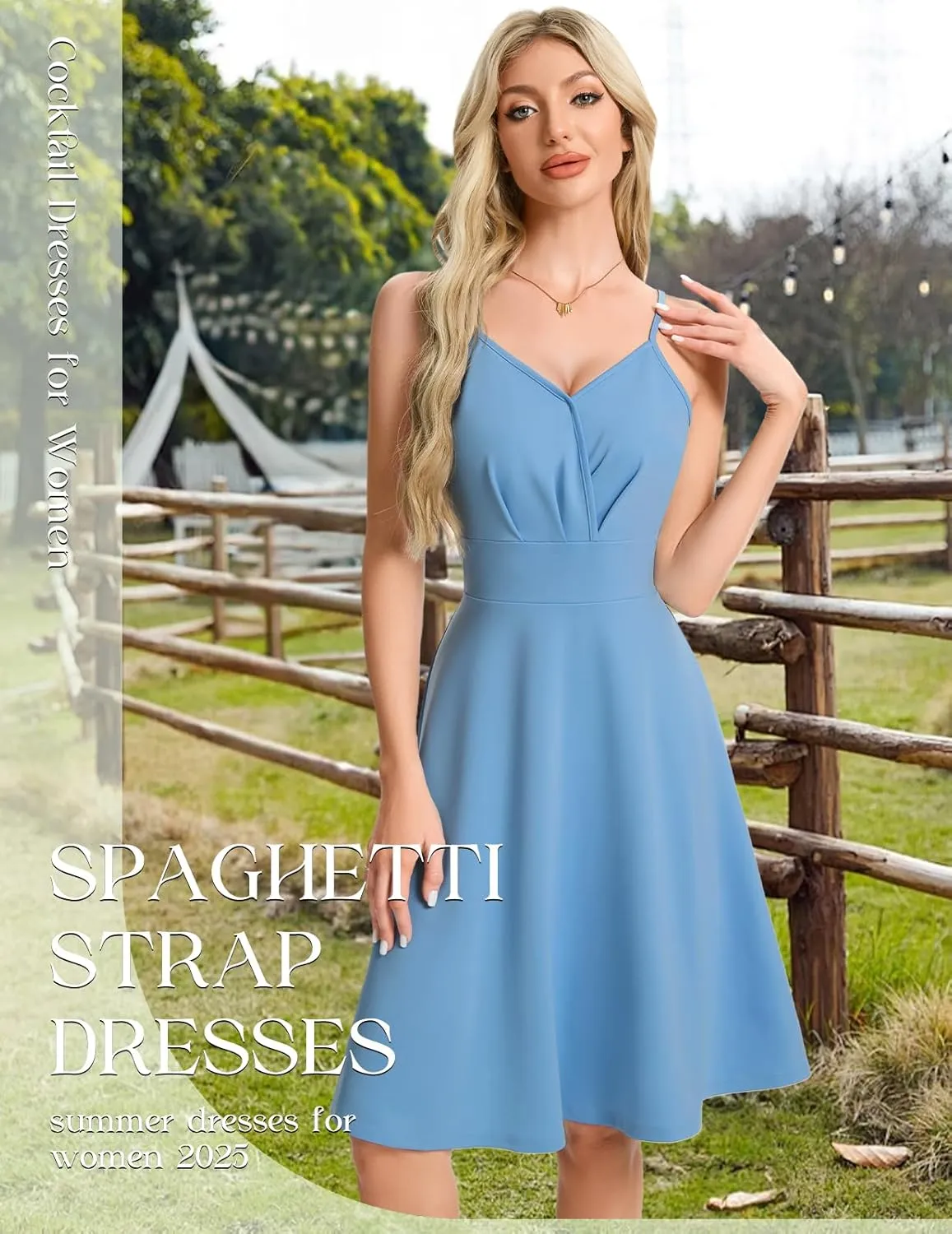 HomRain Women's Cocktail Party Dress V-Neck & Strap Dresses for Women Casual Swing Wedding Guest Dress