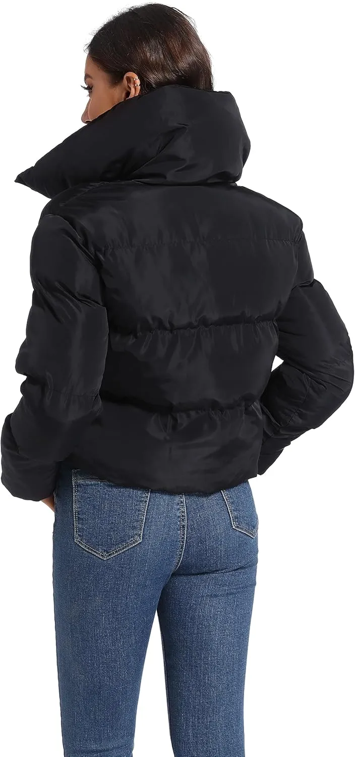 Hujoin Women's Winter Short Puffer Jacket Lightweight Cropped Jacket Short Puffy Winter Coats for Women Bubble Coat