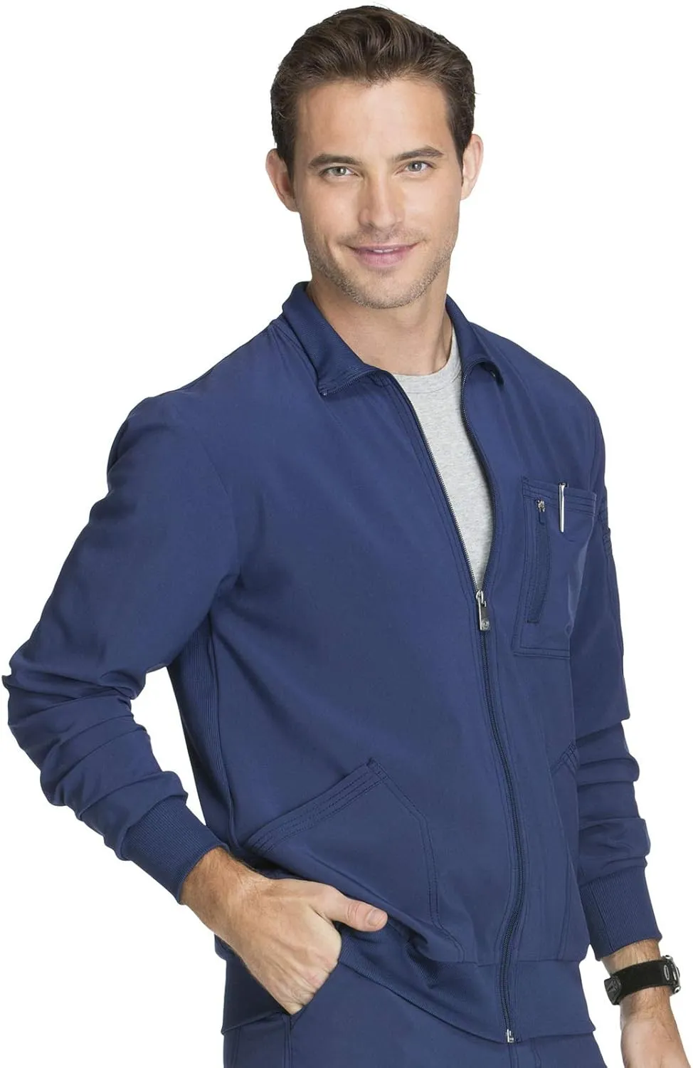 Infinity Cherokee Men's Zipper Warm-Up Jacket with Side Panels and Collar Cuffs CK305A