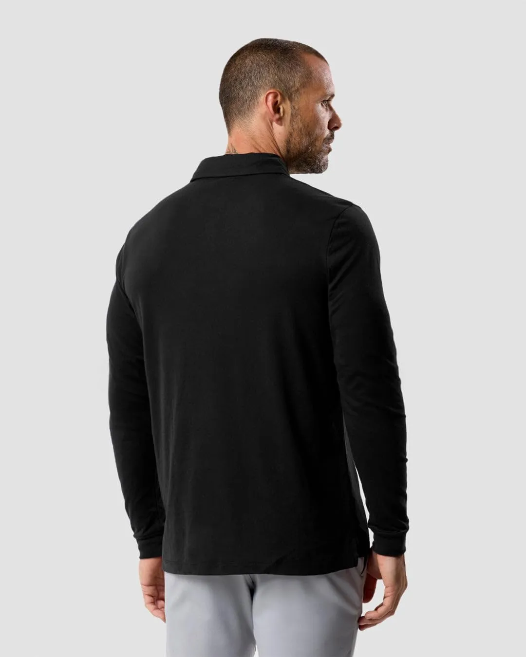 INTO THE AM Long Sleeve Polo Shirts for Men S - 4XL Slim Fit Collared Cotton Blend Full Sleeve Casual Workwear Shirt