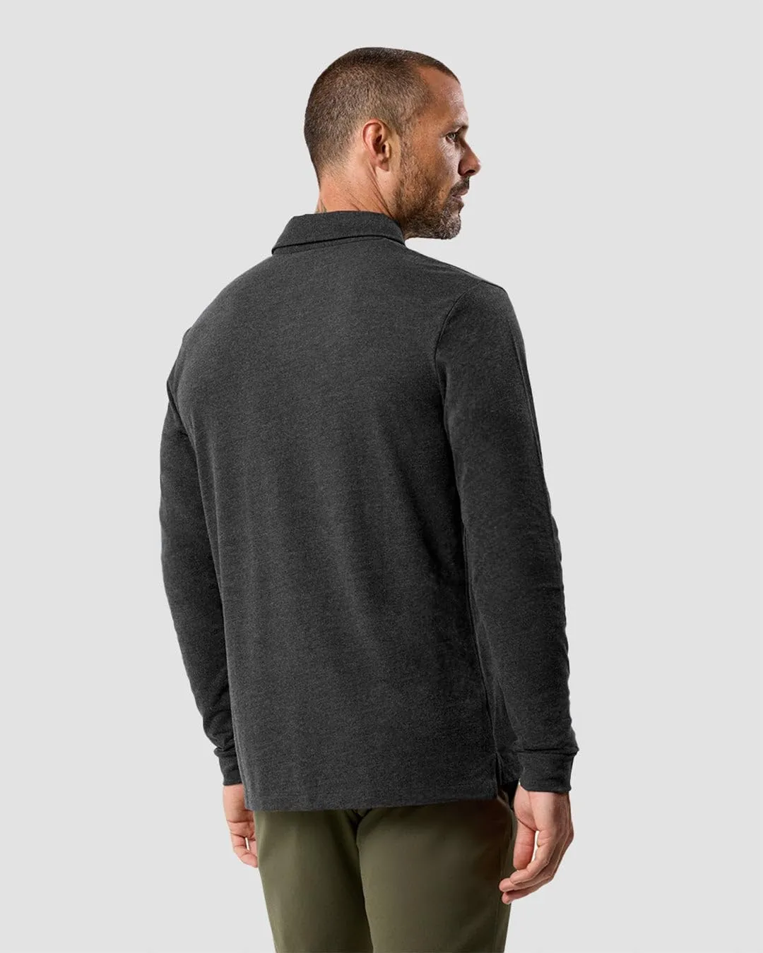 INTO THE AM Long Sleeve Polo Shirts for Men S - 4XL Slim Fit Collared Cotton Blend Full Sleeve Casual Workwear Shirt