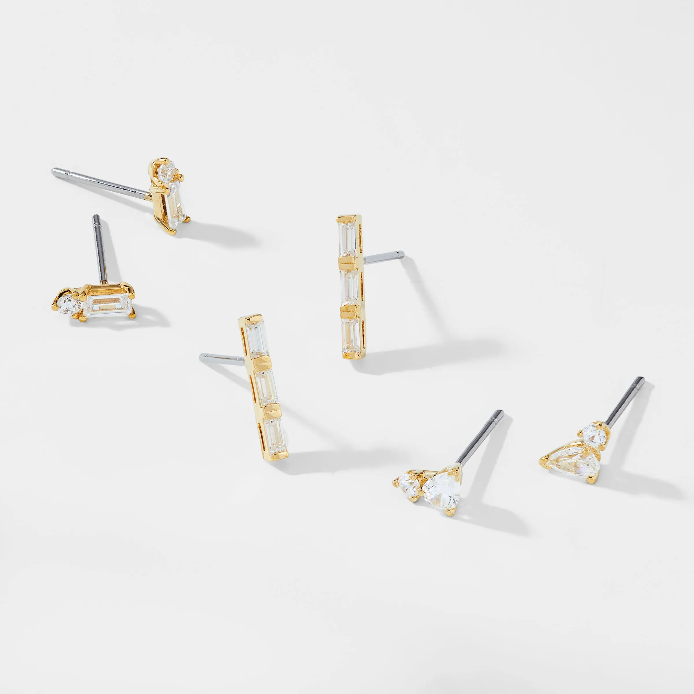 ITTY BITTY CZ TRIPLE SET OF EARRINGS