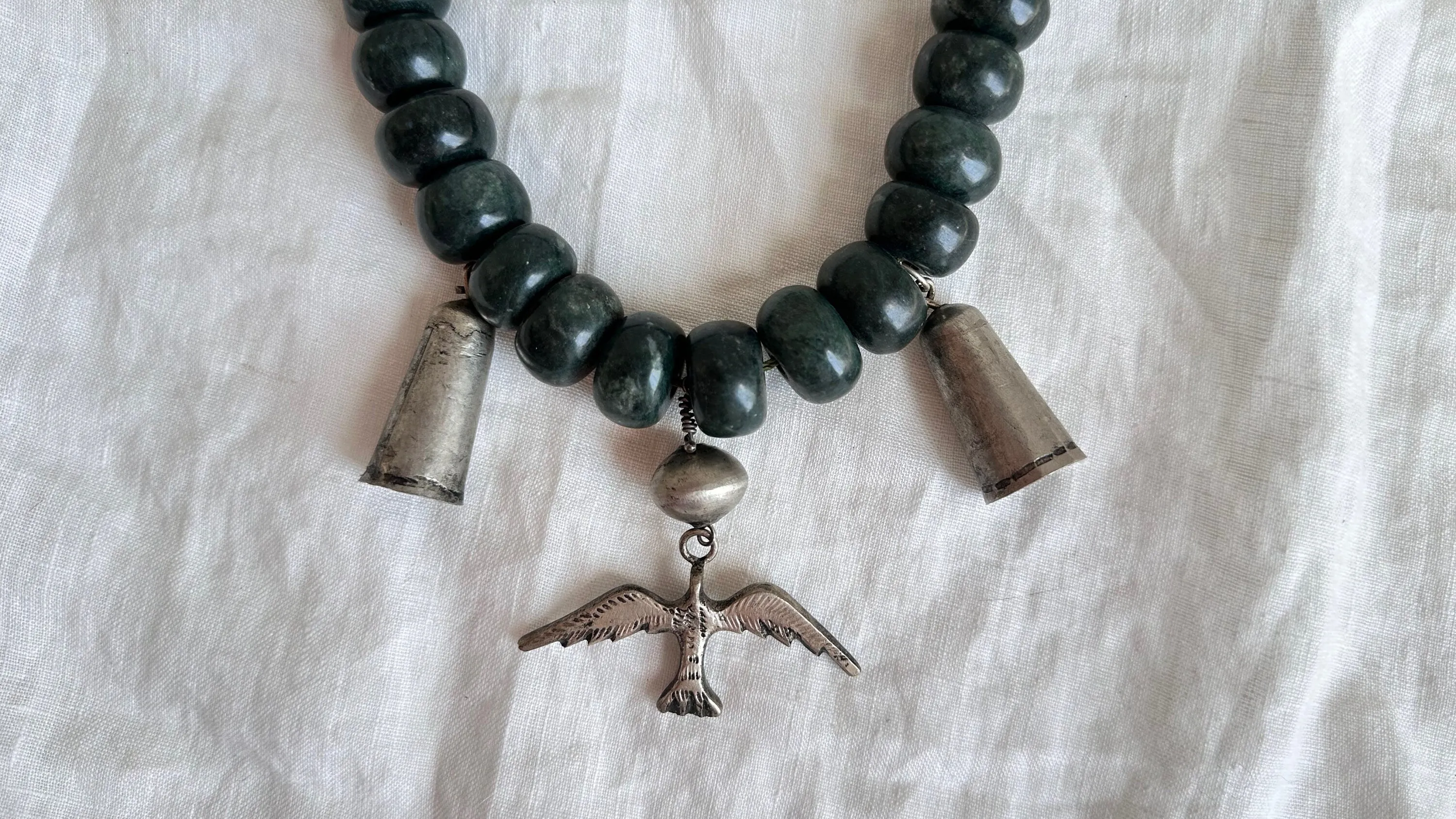 Jade Chachal Beaded Necklace. Guatemalan Jade. 1111