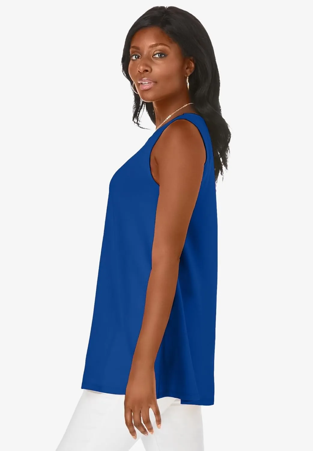 Jessica London Women's Plus Size Stretch Knit Sleeveless Swing Tunic