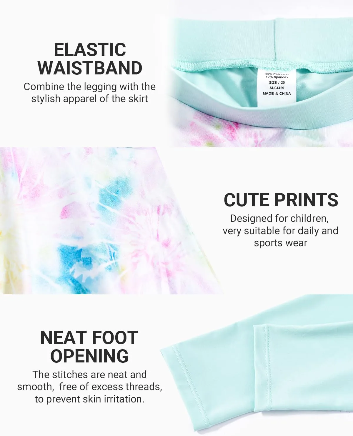 JiAmy 2 in 1 Girls Leggings with Skirt High Waisted Tennis Athletic Flowy Skort Legging for Kids