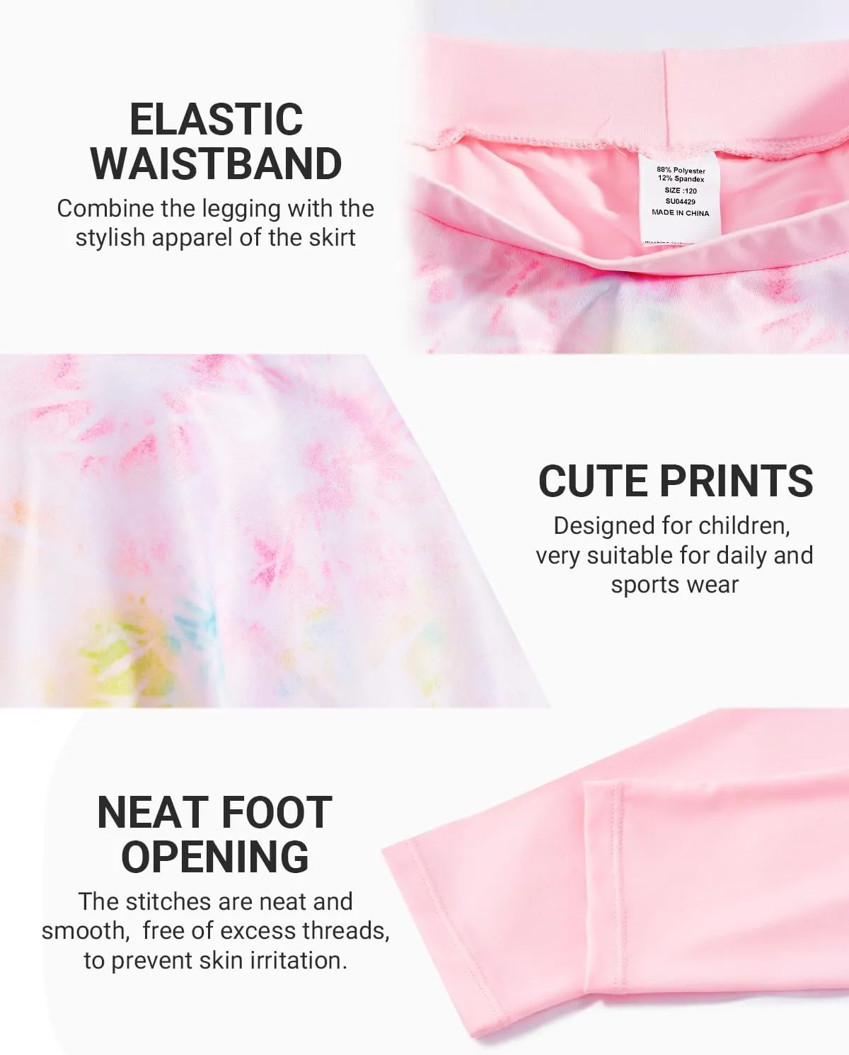 JiAmy 2 in 1 Girls Leggings with Skirt High Waisted Tennis Athletic Flowy Skort Legging for Kids