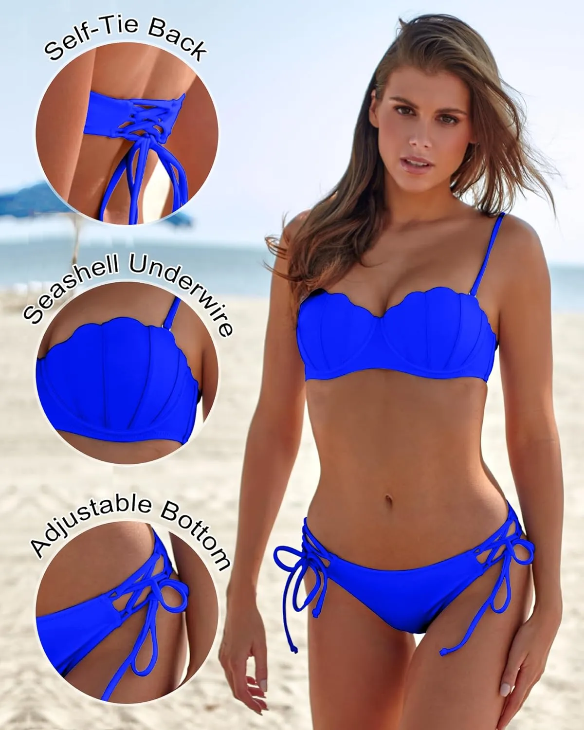 KerryKreey Underwire Swimsuits for Women Push Up Bikini Sets High Cut Cheeky Two Piece Lace Up Tie Side Bathing Suits