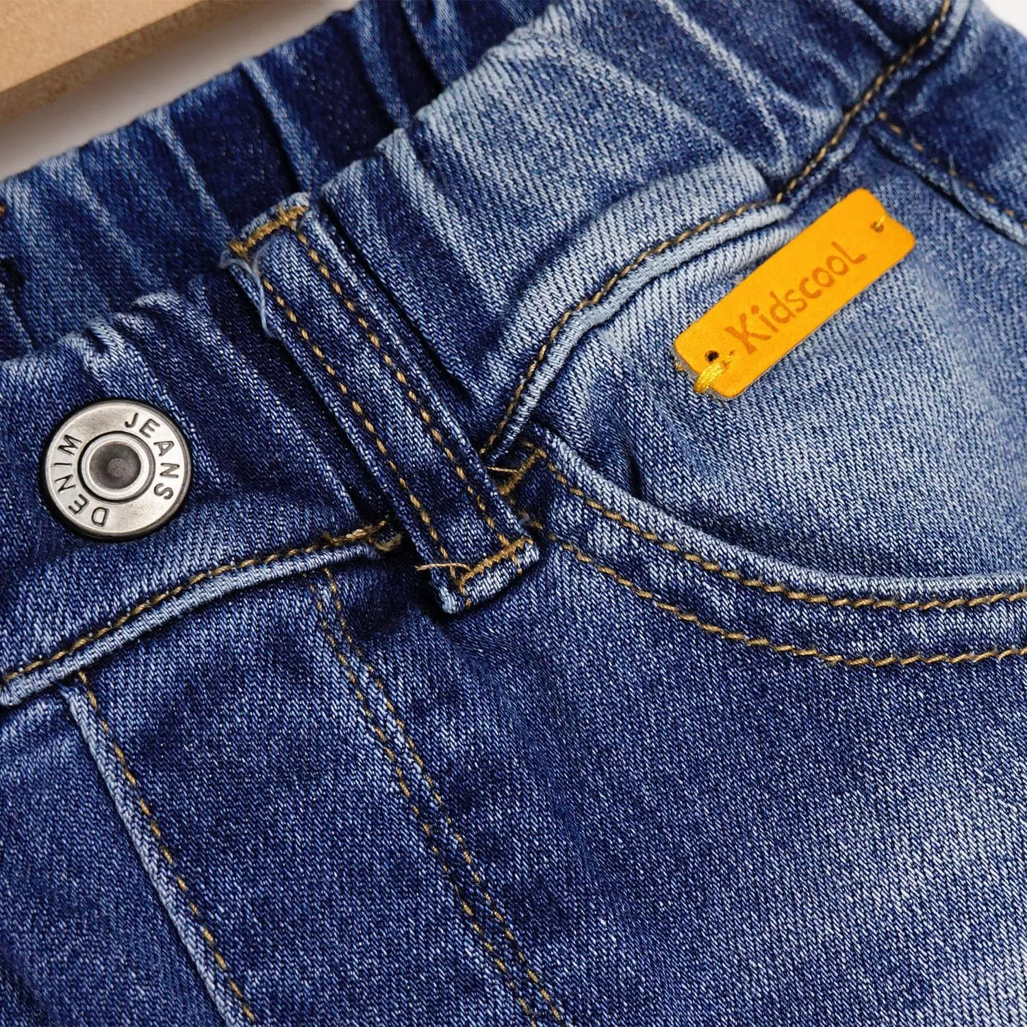 KIDSCOOL SPACE Girls Elastic Waist Slim Jeans,Ripped Fashion Simple Denim Pants