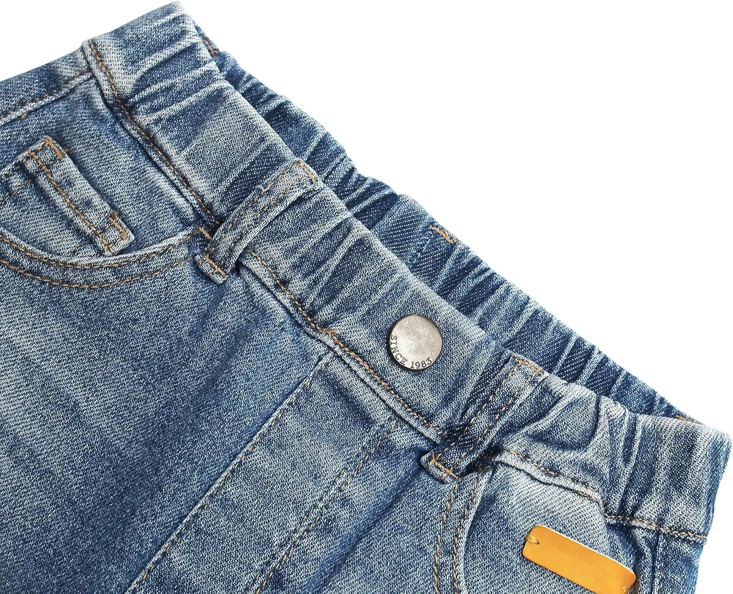 KIDSCOOL SPACE Girls Elastic Waist Slim Jeans,Ripped Fashion Simple Denim Pants