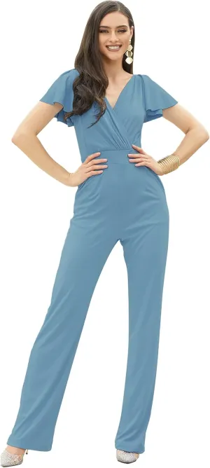 KOH KOH Womens Long Pant Suit Sleeveless V-Neck Classy Jumpsuit Romper Outfit