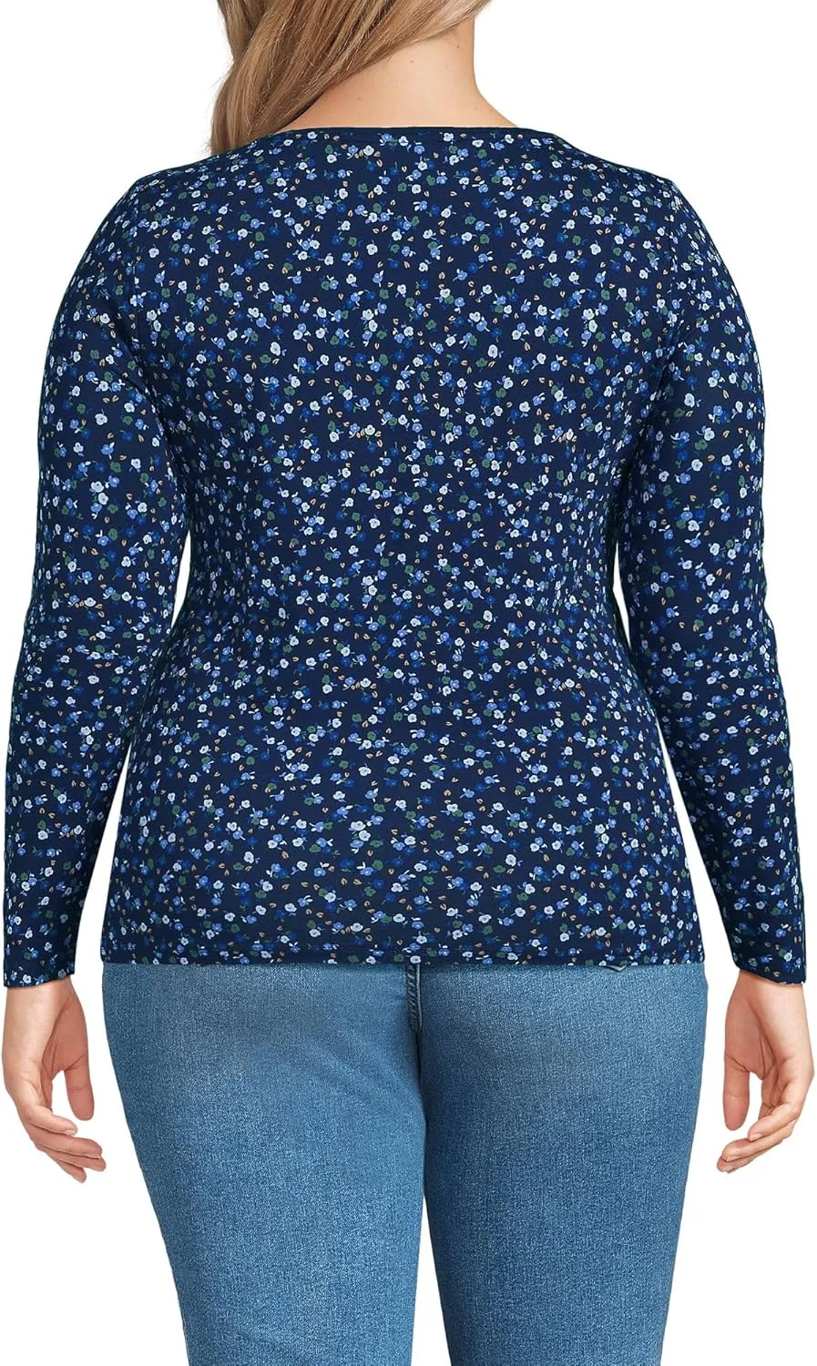 Lands' End Women's Long Sleeve Lightweight Jersey Scoop Neck T-Shirt