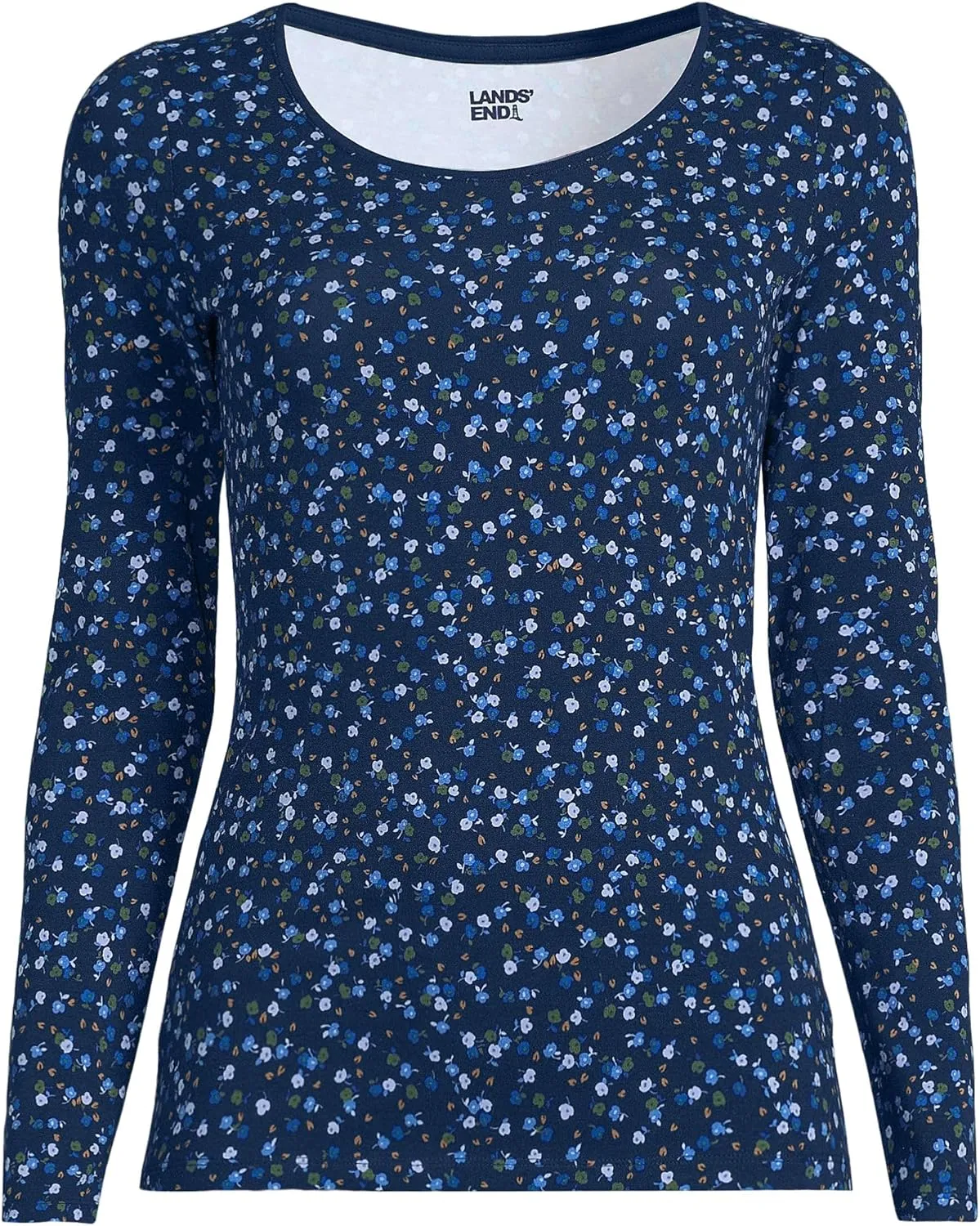 Lands' End Women's Long Sleeve Lightweight Jersey Scoop Neck T-Shirt